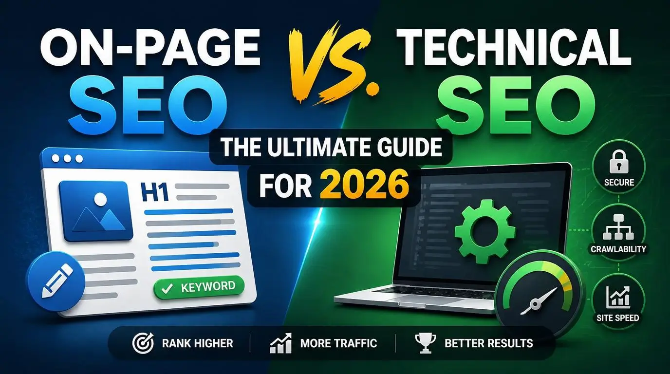 On-page vs technical SEO comparison guide for better rankings in 2026